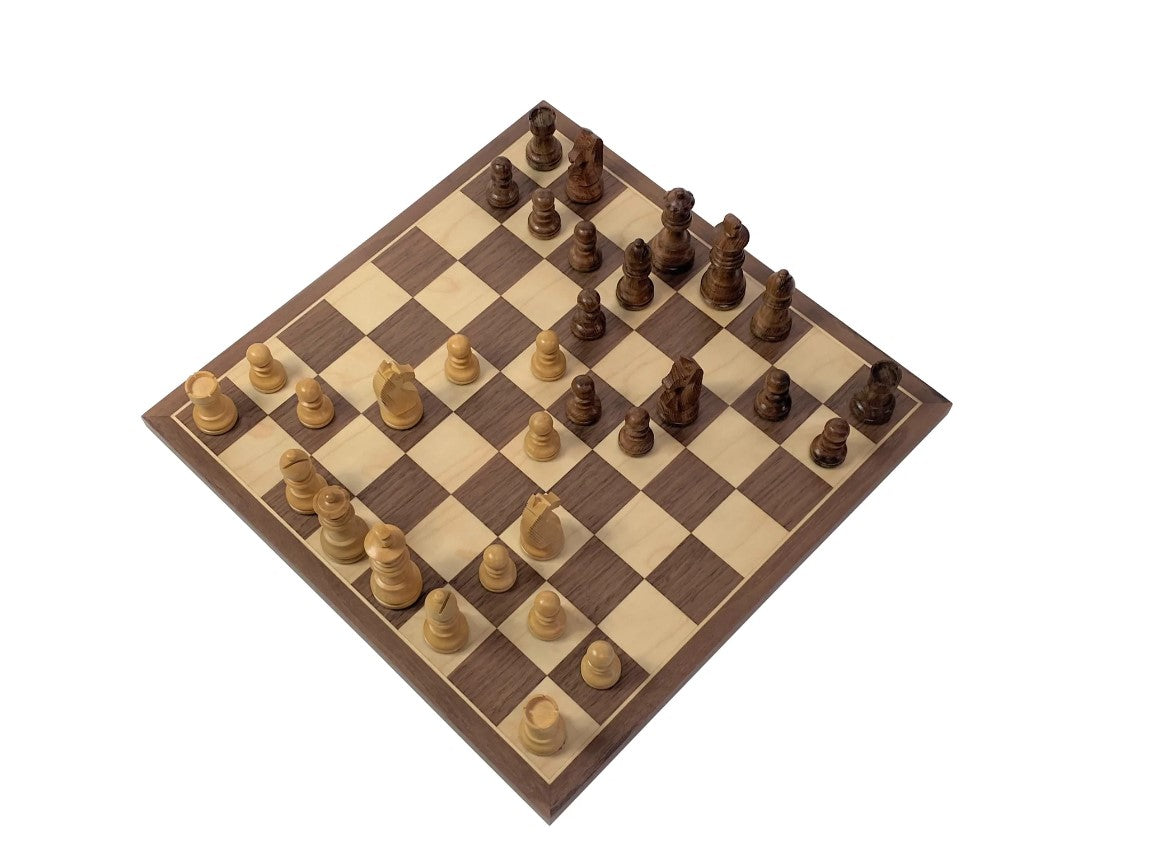 3" Classic Acacia Pieces, Slide Lid Box  15.75" Walnut Chess Board -  CHESSMAZE STORE UK